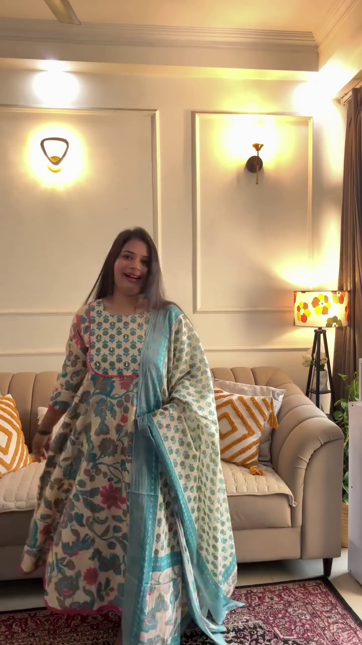 Printed Cotton Kurta Set with Dupatta