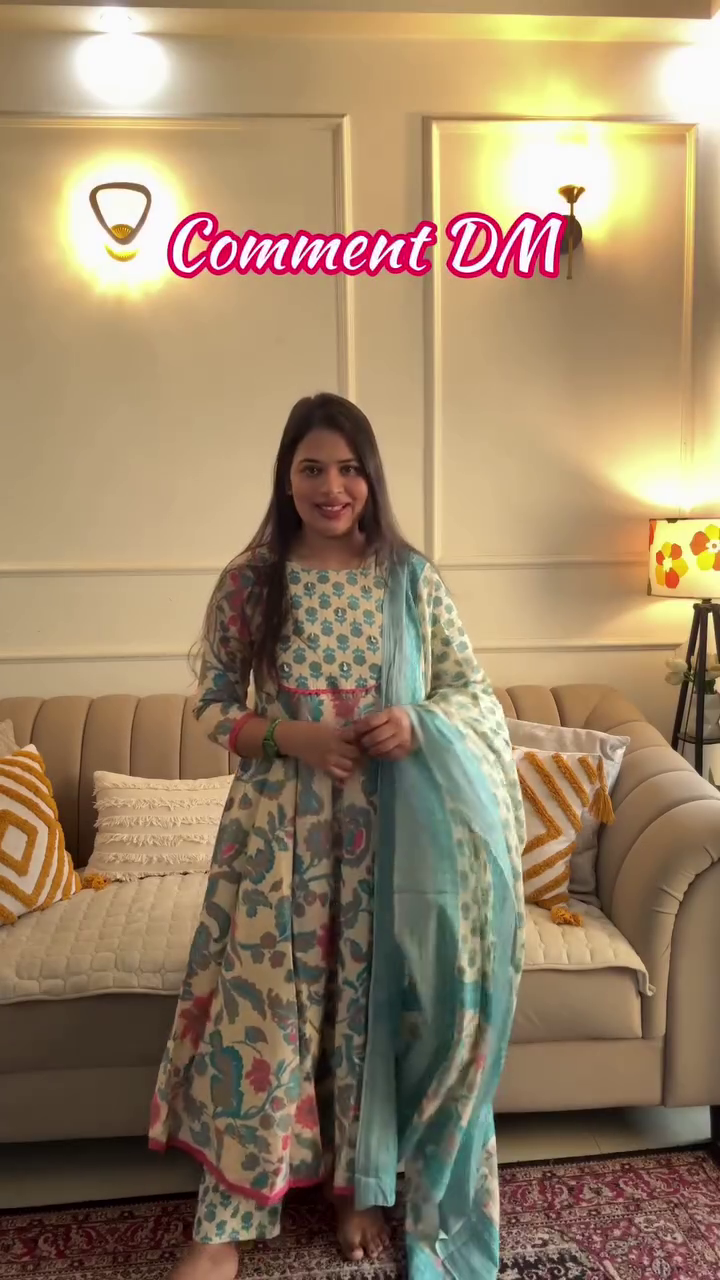 Printed Cotton Kurta Set with Dupatta - Image 3