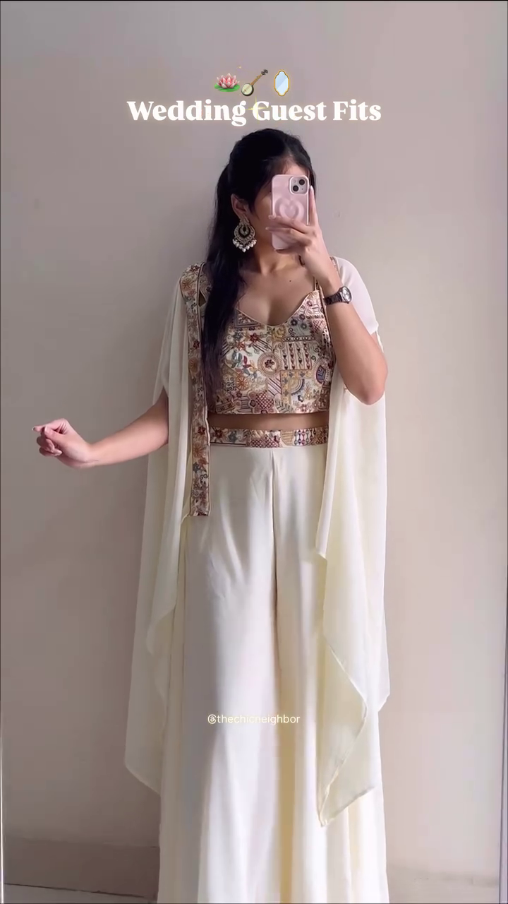 Ivory Indo-Western Wedding Guest Outfit