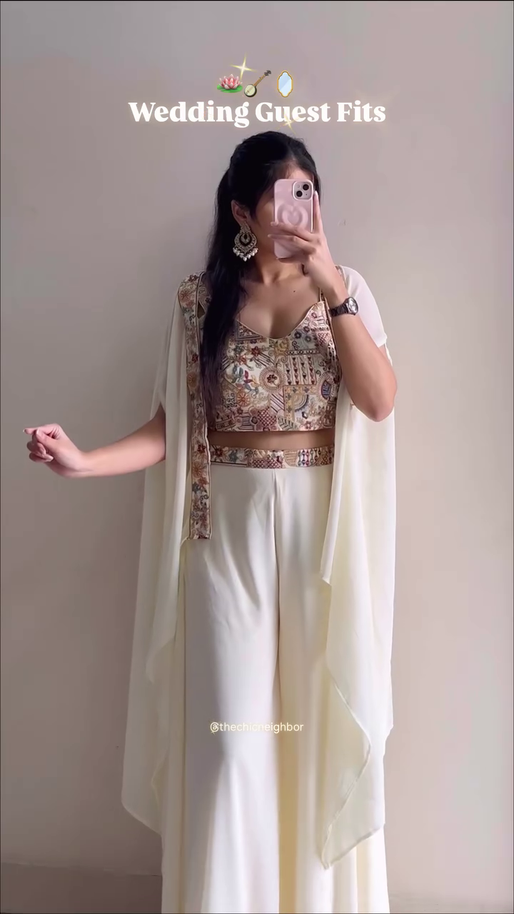 Ivory Indo-Western Wedding Guest Outfit - Image 5