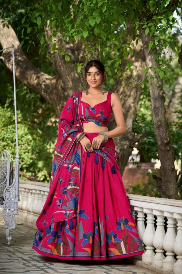 1216RPIMAIN.jpg Embrace Elegance: Rani Pink Floral Print Lehenga
