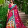 1222WHTMAIN1.jpg White Dola Silk Lehenga Choli Set with Kalamkari Print and Zari Weaving