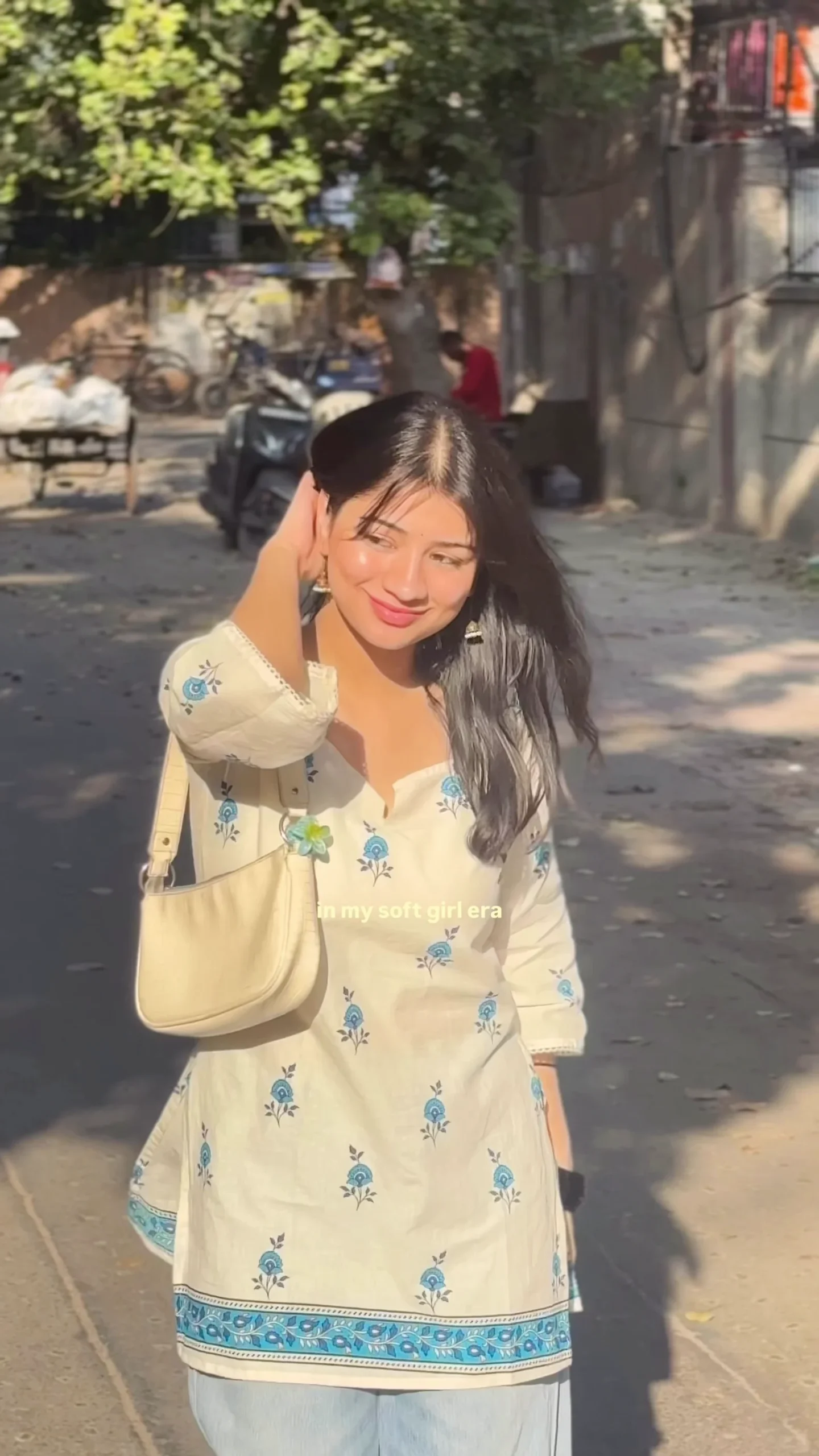 Soft Beige Floral Kurti – Elegant Casual & Everyday Wear for Women - Image 2