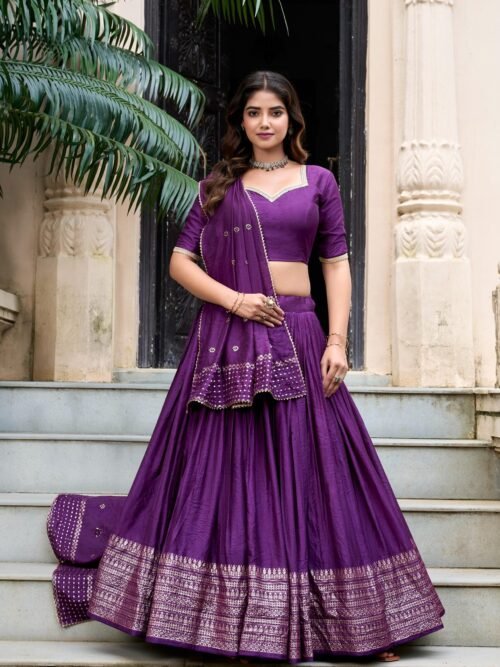 1906DPLMAIN.jpg Dark Purple Chanderi Silk Lehenga Choli