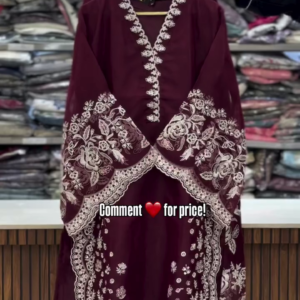 Wine Maroon Heavy Embroidered Kurti – Festive & Party Wear for Women