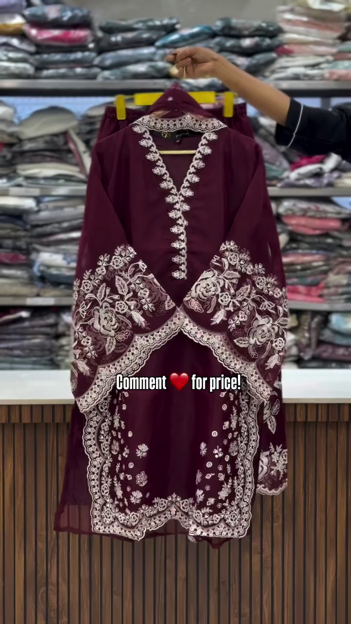 Wine Maroon Heavy Embroidered Kurti – Festive & Party Wear for Women