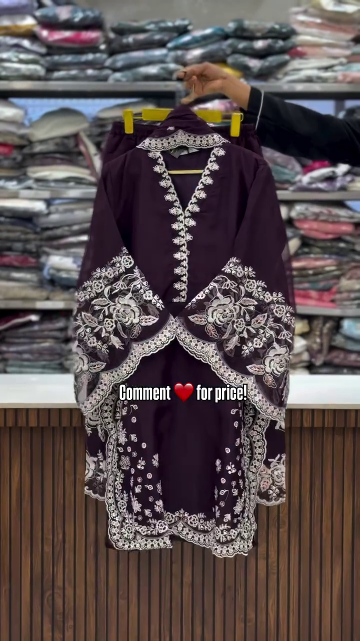 Wine Maroon Heavy Embroidered Kurti – Festive & Party Wear for Women - Image 3