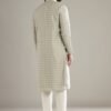 Green Silk Kurta Set For Men With Printed Motifs