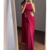 Maroon Soft Georgette Lucknowi Work Saree