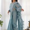 IMG_3270.jpg Sky Blue Ready-to-Wear Saree with Stitched Blouse in Luxurious Jimmy Choo Fabric