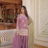 KA-1079PINK_2.jpg Onion Color Palazzo Suit with Embroidery Work