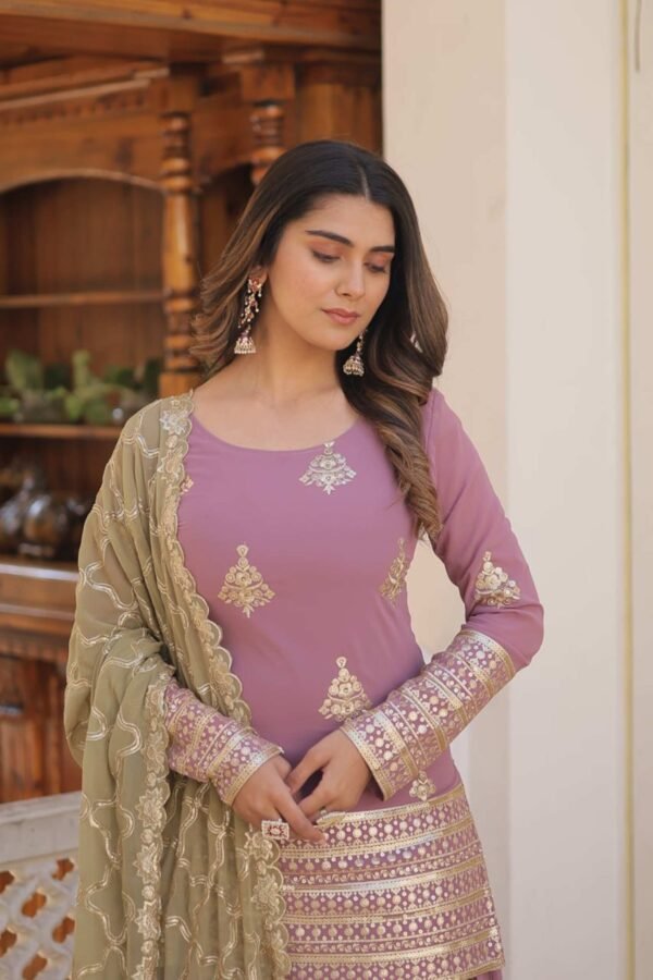 KA-1079PINK_3.jpg Onion Color Palazzo Suit with Embroidery Work