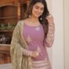 KA-1079PINK_4.jpg Onion Color Palazzo Suit with Embroidery Work