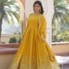 KA-1084YELLOW_3.jpg Yellow Wedding Wear Heavy Sequence Work Gown with Dupatta
