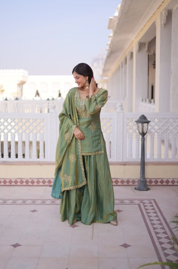 KA-1229_12.jpg Misty Green Fendi Crush Sharara Set