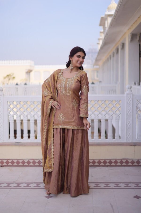 KA-1229_6.jpg Pastel Chocolate Fendi Crush Sharara Set