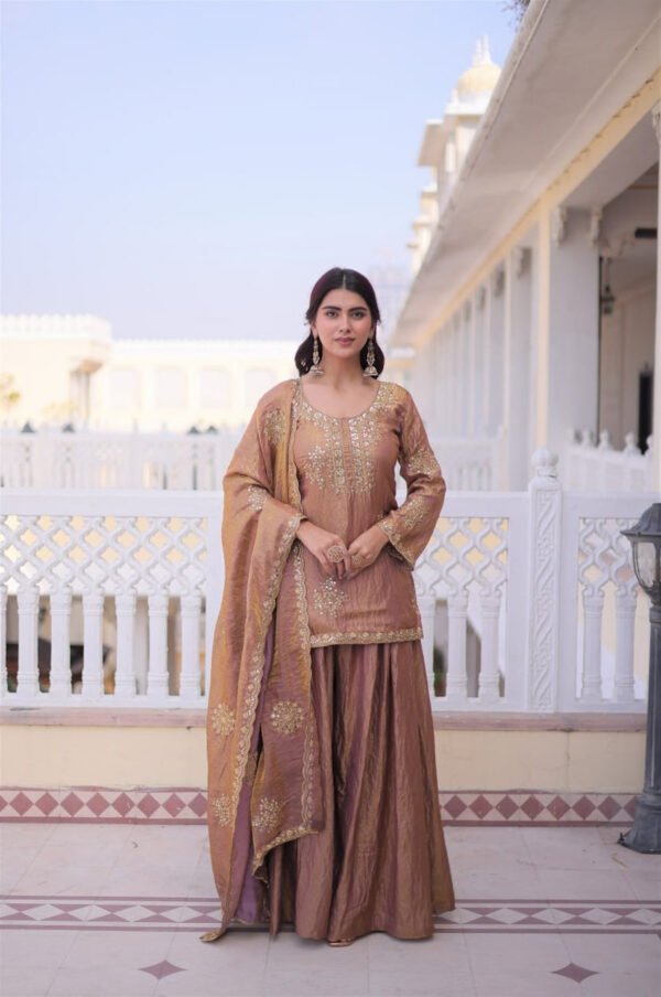 KA-1229_8.jpg Pastel Chocolate Fendi Crush Sharara Set