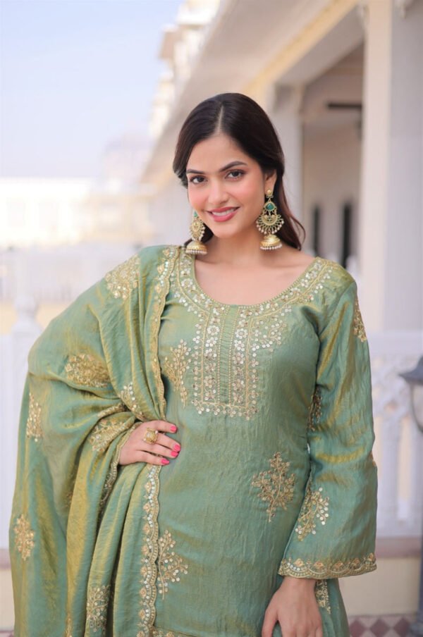KA-1229_9.jpg Misty Green Fendi Crush Sharara Set