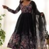 Sophisticated Black Organza Silk Anarkali Suit Set - Perfect Choice