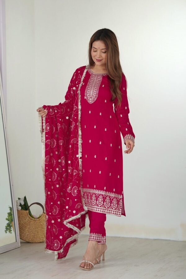 KB-276PINK_5.jpg Rani Pink Straight Fit Kurta with Dupatta Set