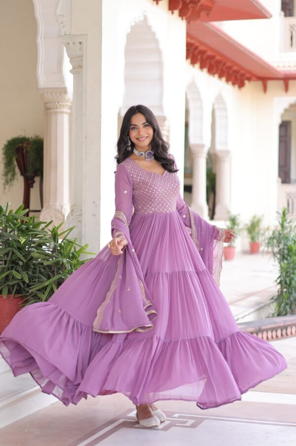 LW-9280_5.jpg Onion Color Georgette Designer Gown