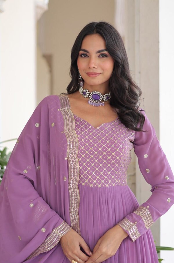 LW-9280_7.jpg Onion Color Georgette Designer Gown