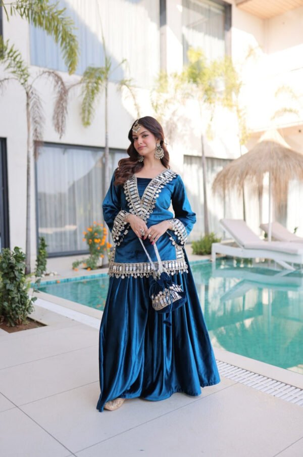 LW-9307_4.jpg Arabian Blue Ice Velvet Suit Set