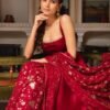 Maroon Soft Georgette Sleeveless Anarkali Suit