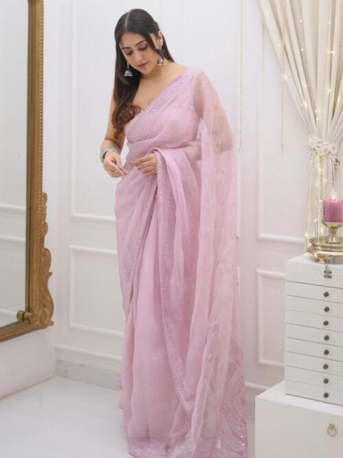 NC-5445.jpg Bollywood Style Pink Kota Chex Saree