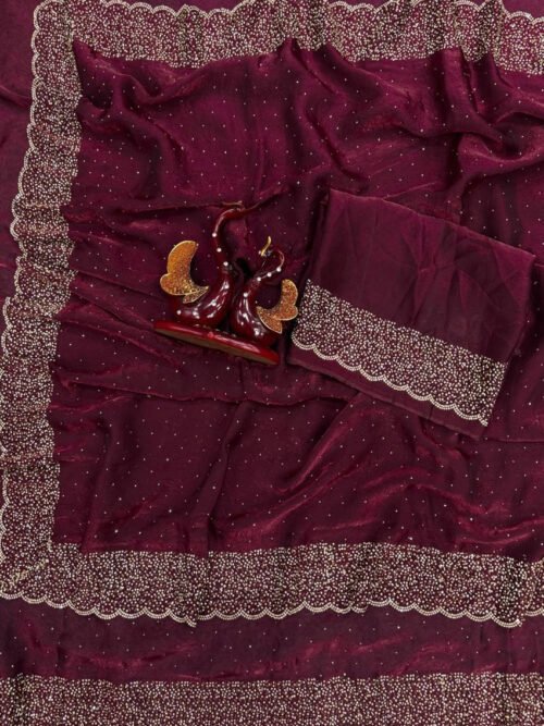 NC_-_5434.jpg Cherry Oak Space Silk Heavy Saree with Original Jarkhan Diamond Work