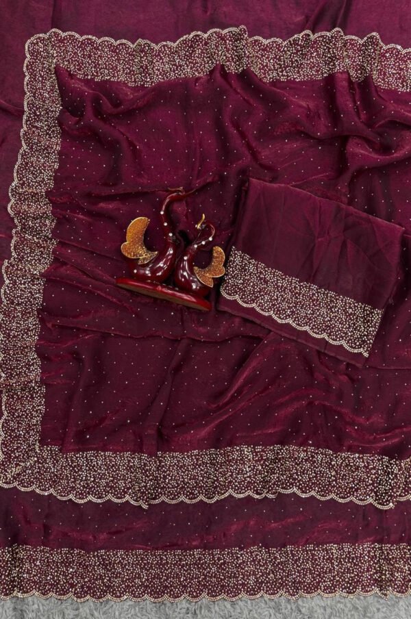 NC_-_5434.jpg Cherry Oak Space Silk Heavy Saree with Original Jarkhan Diamond Work