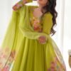 NKB-25LIRIL_1.jpg Ready-to-Wear Neon Yellow Floral Anarkali with Handwork & Dupatta