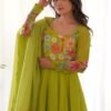 NKB-25LIRIL_2.jpg Ready-to-Wear Neon Yellow Floral Anarkali with Handwork & Dupatta
