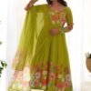 NKB-25LIRIL_5.jpg Ready-to-Wear Neon Yellow Floral Anarkali with Handwork & Dupatta