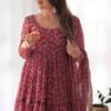 NKB-34_4.jpg Maroon Kalamkari Print Ready-to-Wear Gown with Dupatta