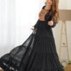 Black Laheriya Print Traditional Gown