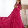 NKB-43_16.jpg Rani Pink Laheriya Print Traditional Gown