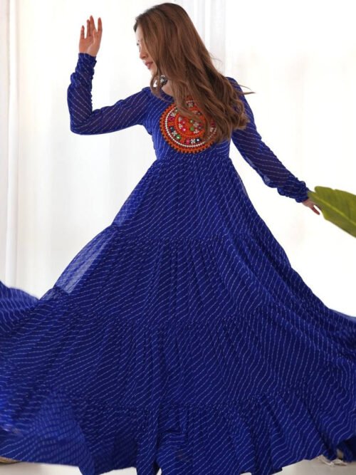 NKB-43_4.jpg Blue Laheriya Print Traditional Gown