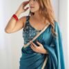 NKB-44TEALBLUE_6.jpg Luxurious Teal Blue Saree in Gold Crush Tissue Silk