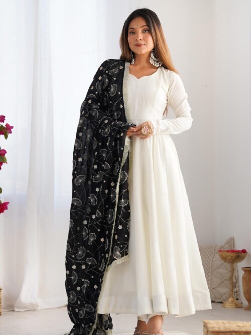 NKB-45_2.jpg Black Vichitra Silk Anarkali Suit Set