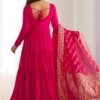 NKB-47PINK_2.jpg Elegant Roman Silk Chanderi Anarkali Suit Set with Banarasi Jacquard Dupatta