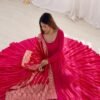 NKB-47PINK_3.jpg Elegant Roman Silk Chanderi Anarkali Suit Set with Banarasi Jacquard Dupatta
