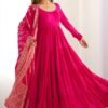 NKB-47PINK_4.jpg Elegant Roman Silk Chanderi Anarkali Suit Set with Banarasi Jacquard Dupatta