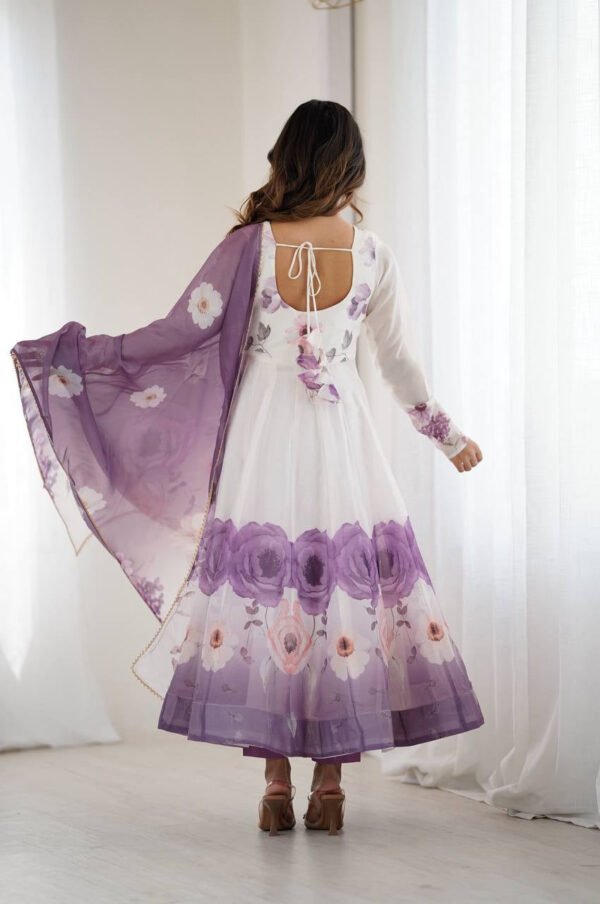 NKB-60BRINJAL_1.jpg Brinjal Color Organza Silk Anarkali Suit with Dupatta