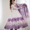 NKB-60BRINJAL_5.jpg Brinjal Color Organza Silk Anarkali Suit with Dupatta