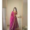 QRC-335_1.jpg Wine Elegant Jacquard Thread & Sequin Work Lehenga Set with Dupatta
