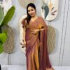 SG-239_11.jpg Copper Color Space Silk Gown Saree with Beads Lace & Dupatta
