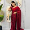 SG-239_19.jpg Arabian Red Space Silk Gown Saree with Beads Lace & Dupatta