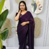 SG-239_24.jpg Purple Space Silk Gown Saree with Beads Lace & Dupatta