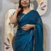 SG-239_6.jpg Regal Blue Space Silk Gown Saree with Beads Lace & Dupatta